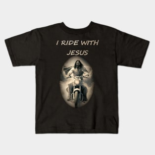 Jesus on a motorcycle Kids T-Shirt